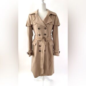 BURBERRY | Double Breasted Wool Cashmere Tan Trench Coat Long with Belt Size 10